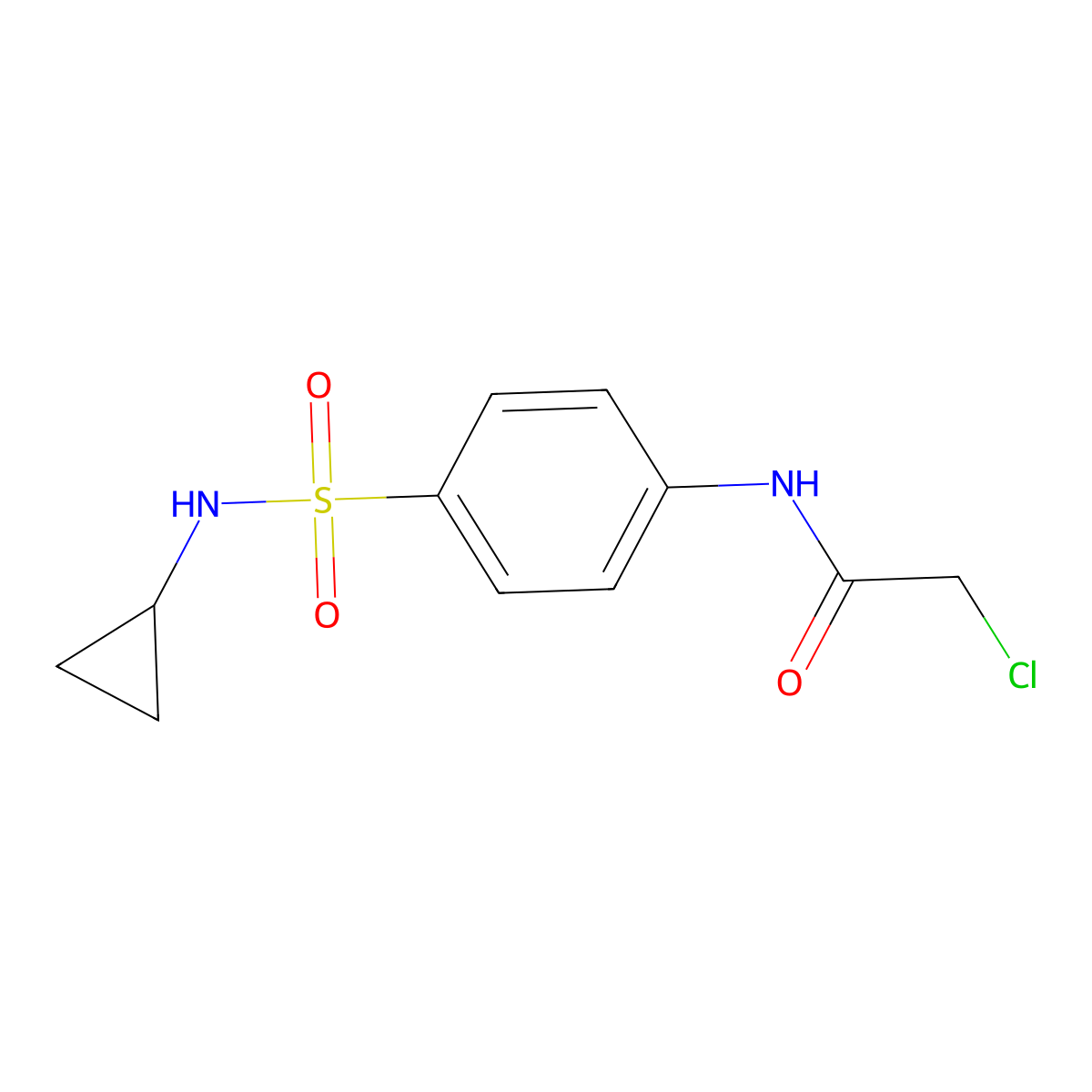 2-chloro-N-(4-(N-cyclopropylsulfamoyl)phenyl)acetamide molecular structure, CAS 1097817-00-9