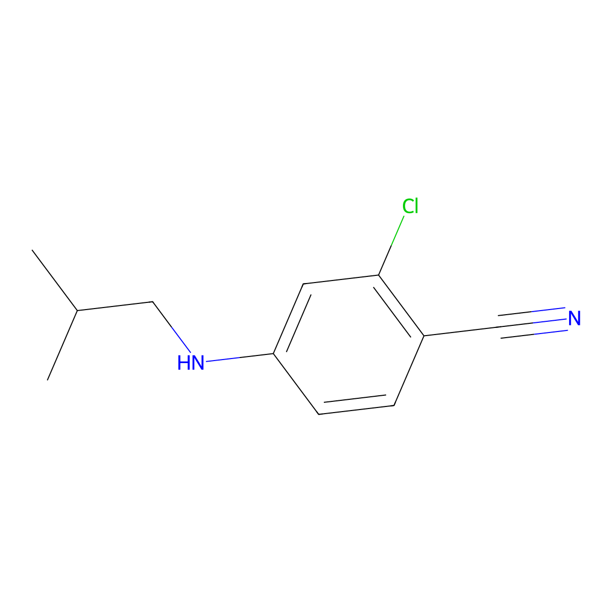 2-Chloro-4-[(2-methylpropyl)amino]benzonitrile molecular structure, CAS 1097818-76-2
