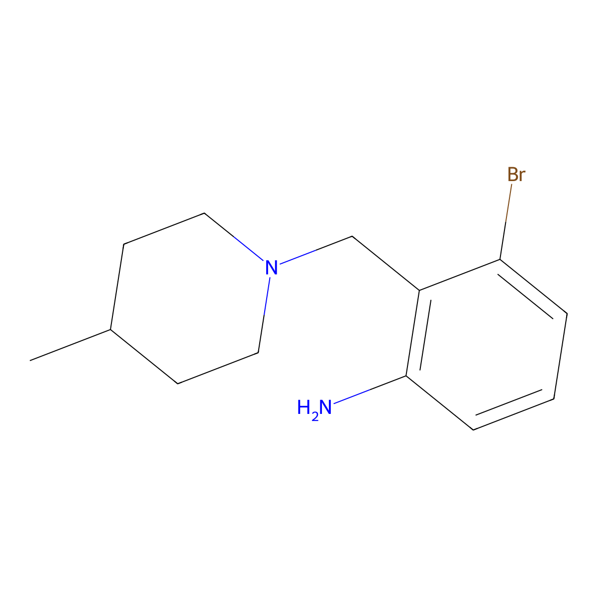 3-Bromo-2-((4-methylpiperidin-1-yl)methyl)aniline molecular structure, CAS 1097819-18-5