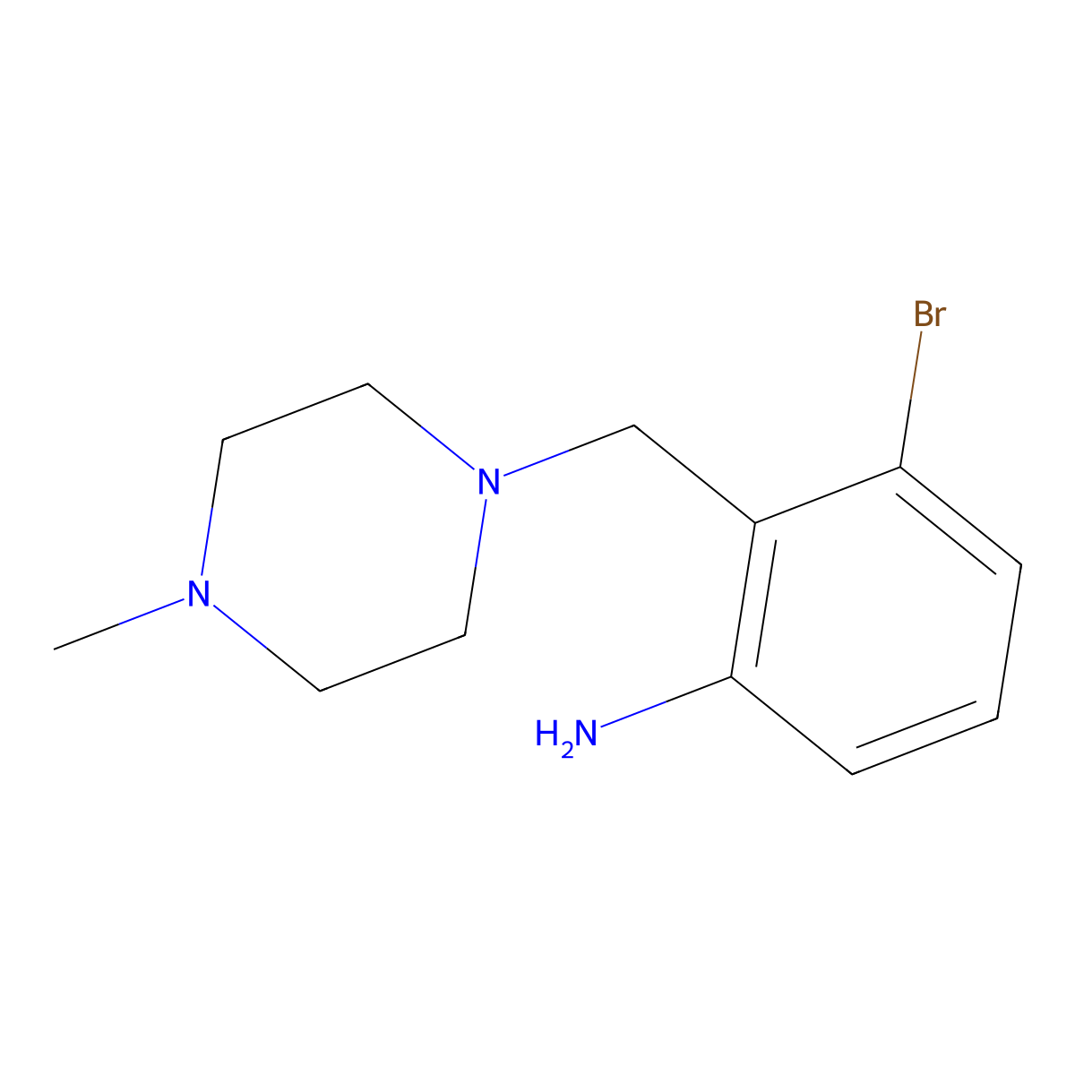3-Bromo-2-((4-methylpiperazin-1-yl)methyl)aniline molecular structure, CAS 1097819-34-5