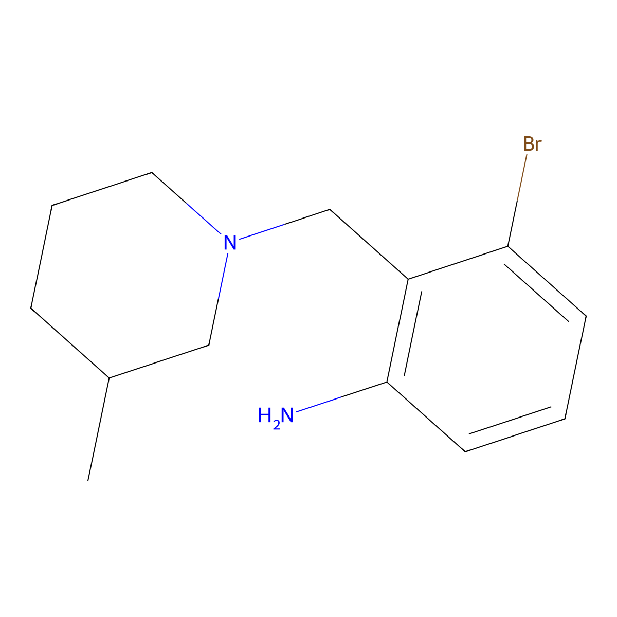 3-Bromo-2-((3-methylpiperidin-1-yl)methyl)aniline molecular structure, CAS 1097819-42-5