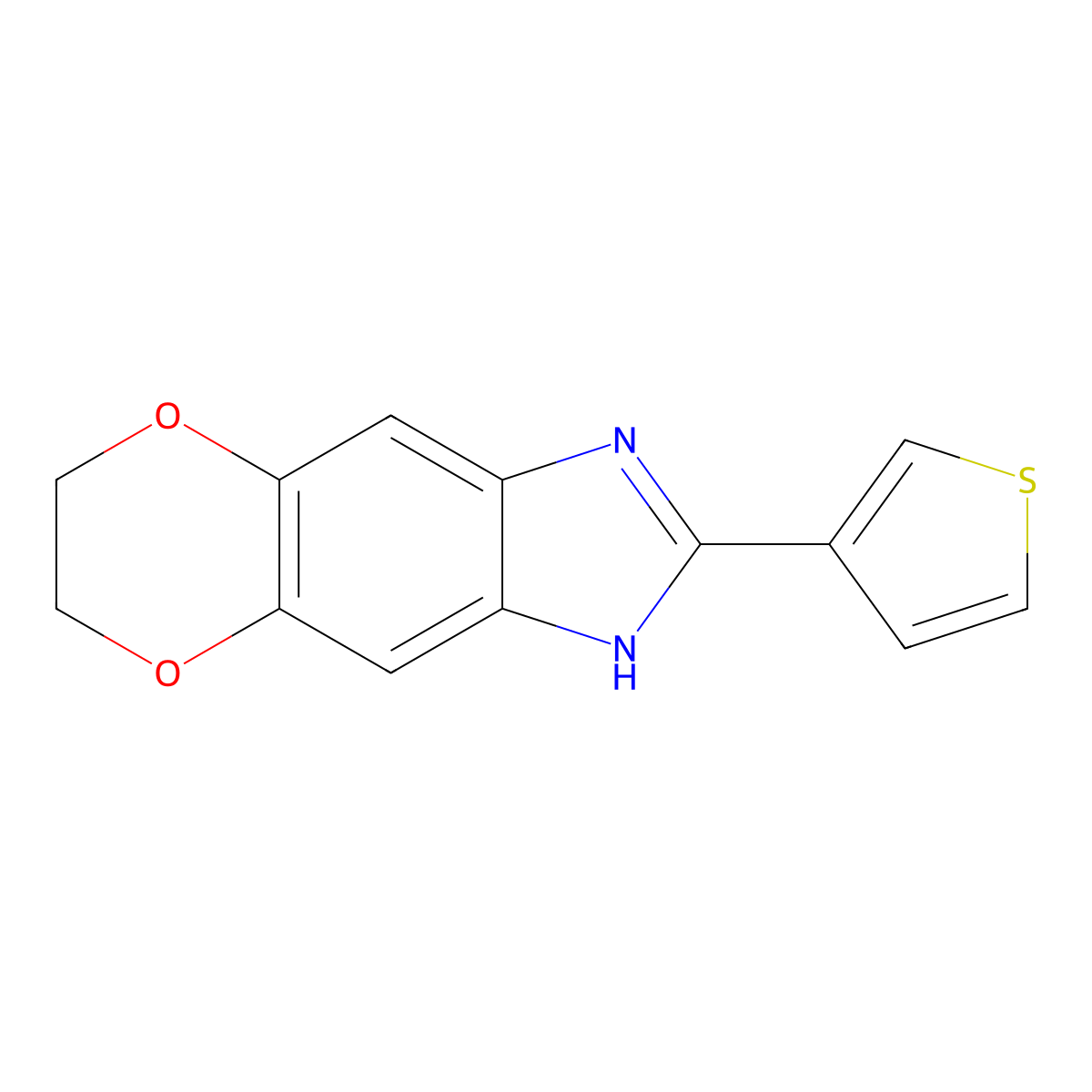 5-(Thiophen-3-yl)-10,13-dioxa-4,6-diazatricyclo[7.4.0.0,3,7]trideca-1(9),2,4,7-tetraene molecular structure, CAS 1097819-60-7