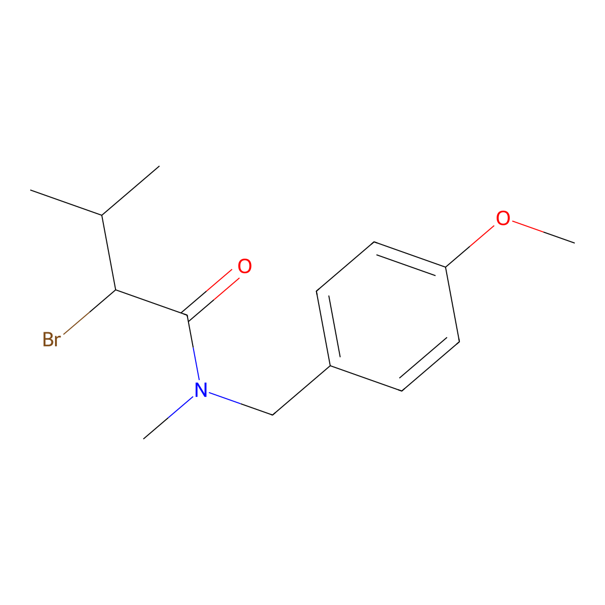 2-bromo-N-[(4-methoxyphenyl)methyl]-N,3-dimethylbutanamide molecular structure, CAS 1097825-87-0