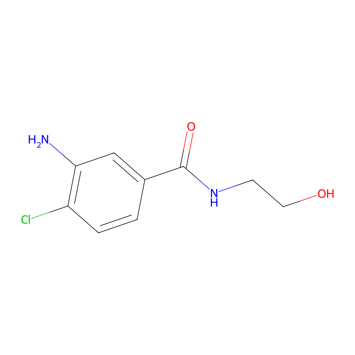 3-amino-4-chloro-N-(2-hydroxyethyl)benzamide molecular structure, CAS 1097826-86-2