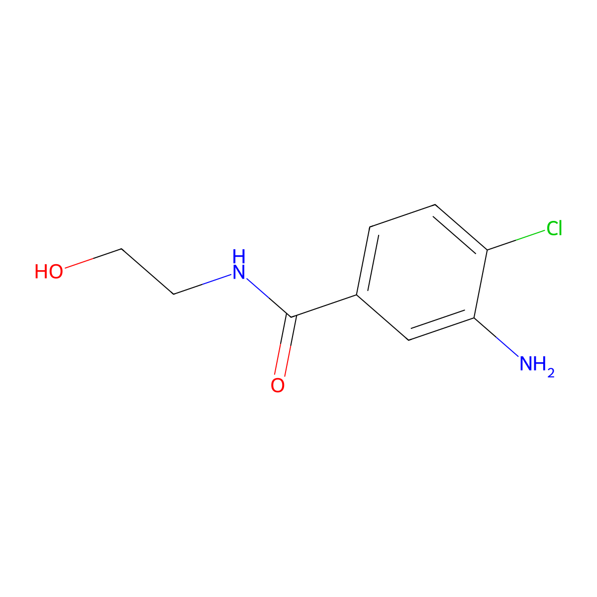 3-amino-4-chloro-N-(2-hydroxyethyl)benzamide molecular structure, CAS 1097826-86-2