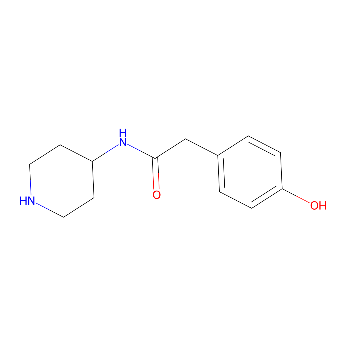 2-(4-hydroxyphenyl)-N-(piperidin-4-yl)acetamide molecular structure, CAS 1097827-25-2
