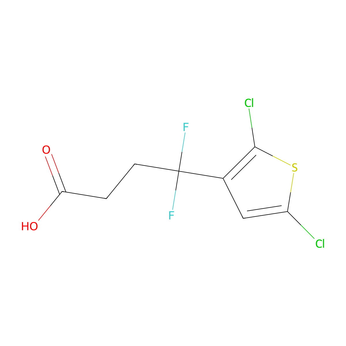 4-(2,5-Dichlorothiophen-3-yl)-4,4-difluorobutanoic acid molecular structure, CAS 1097828-30-2