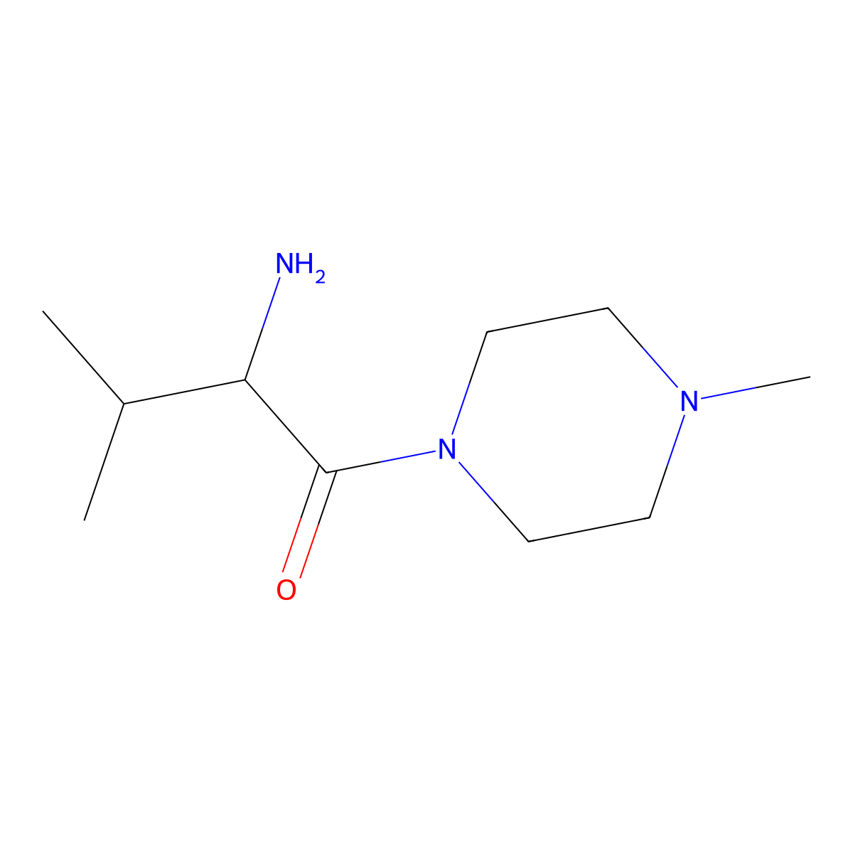 2-Amino-3-methyl-1-(4-methyl-piperazin-1-yl)-butan-1-one molecular structure, CAS 1097832-48-8