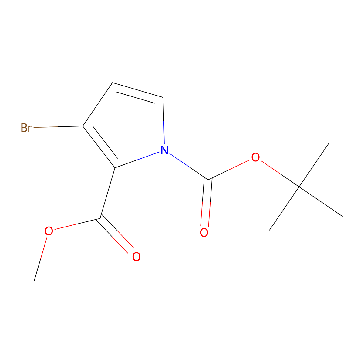 1-tert-butyl 2-methyl 3-bromo-1H-pyrrole-1,2-dicarboxylate molecular structure, CAS 1097834-88-2