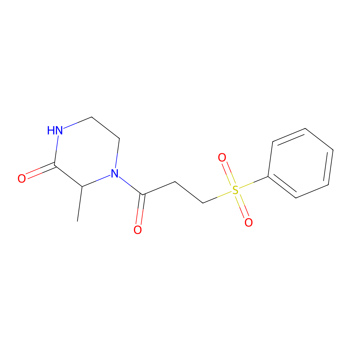 3-Methyl-4-(3-(phenylsulfonyl)propanoyl)piperazin-2-one molecular structure, CAS 1097835-48-7