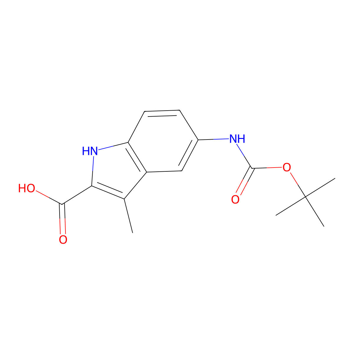 5-((tert-Butoxycarbonyl)amino)-3-methyl-1H-indole-2-carboxylic acid molecular structure, CAS 1097859-67-0