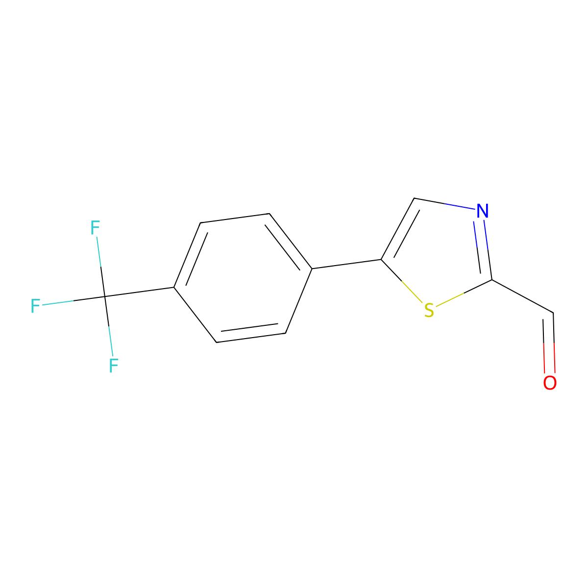 5-(4-(Trifluoromethyl)phenyl)thiazole-2-carbaldehyde molecular structure, CAS 1097863-91-6