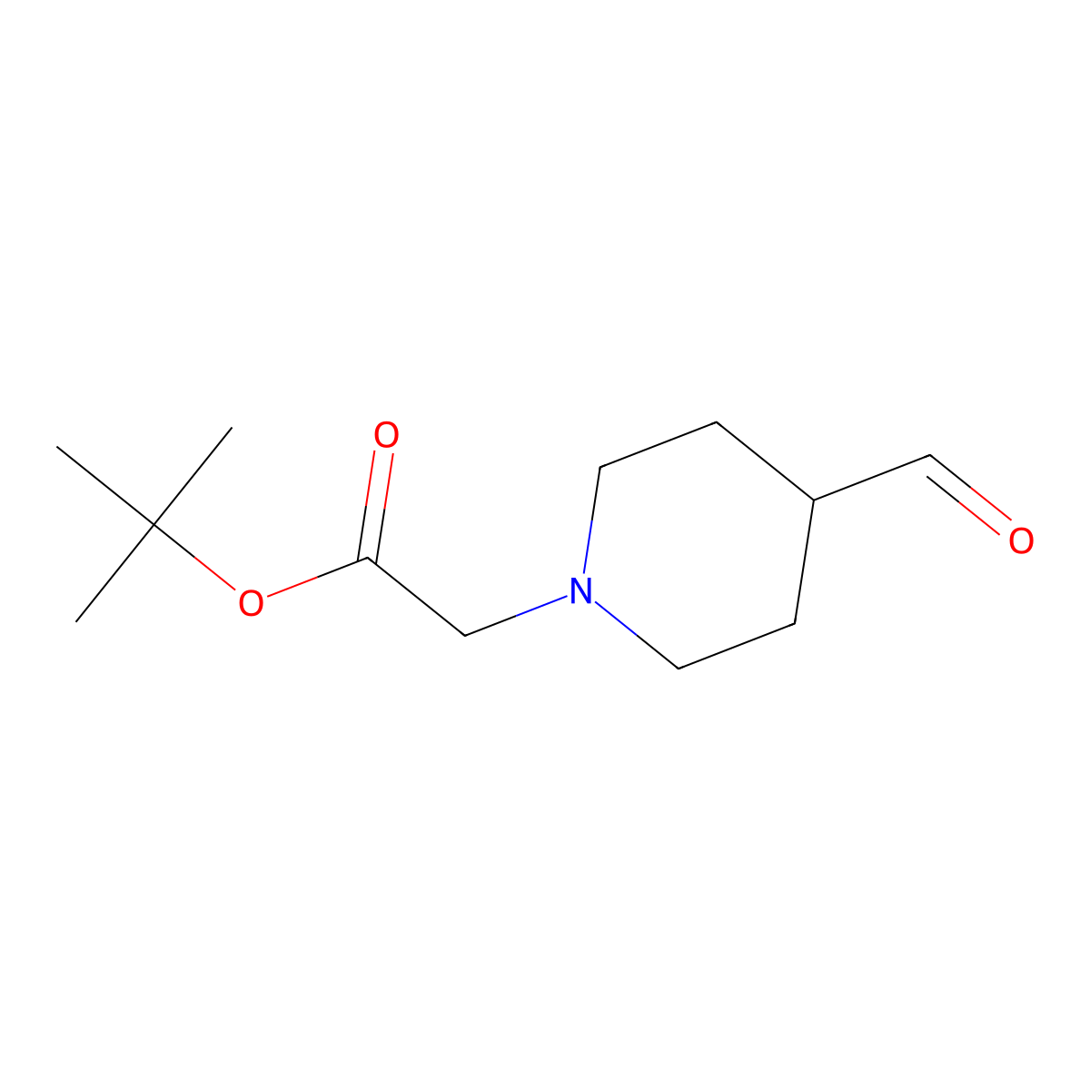 Tert-butyl 2-(4-formylpiperidin-1-yl)acetate molecular structure, CAS 1097876-02-2
