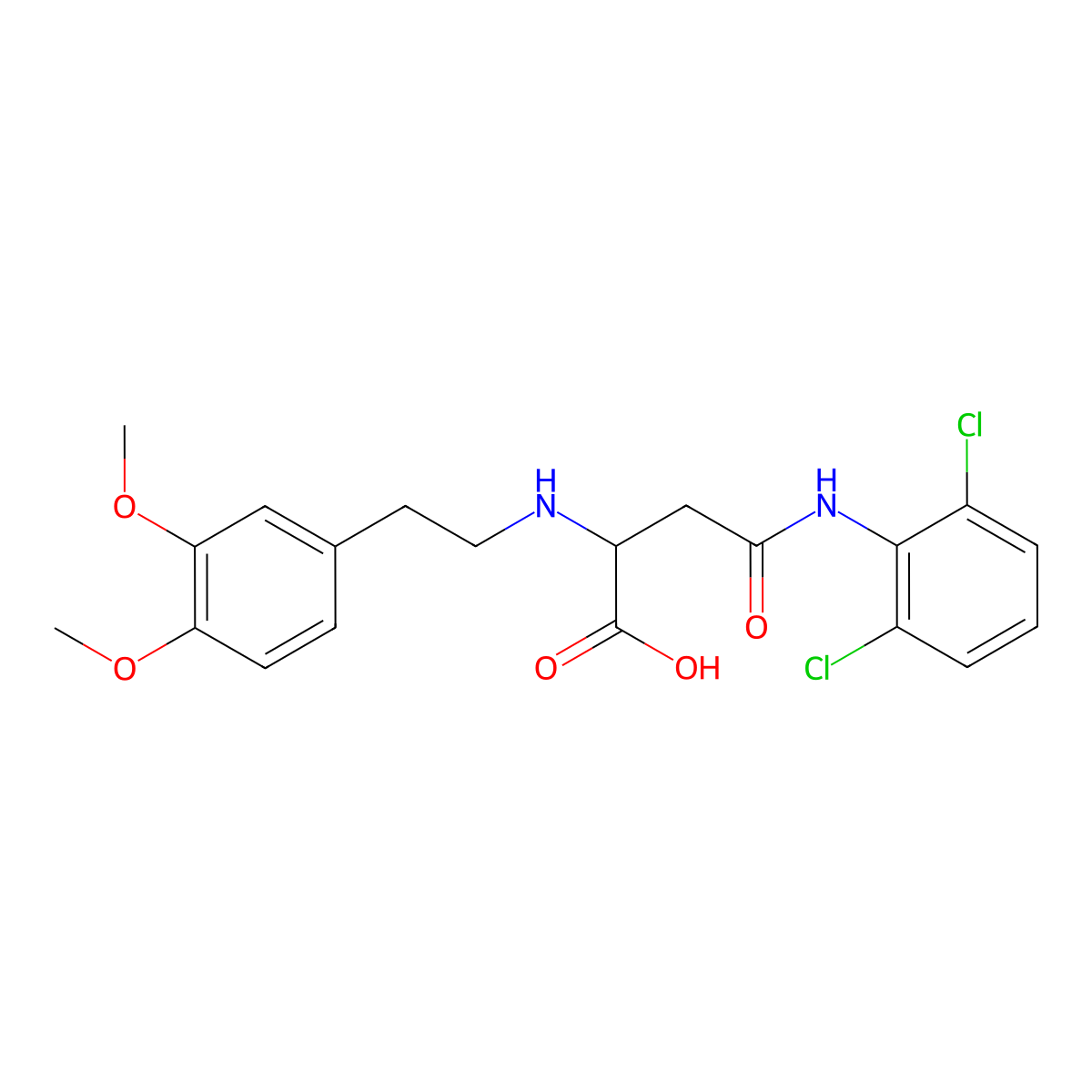 4-((2,6-Dichlorophenyl)amino)-2-((3,4-dimethoxyphenethyl)amino)-4-oxobutanoic acid molecular structure, CAS 1097876-93-1