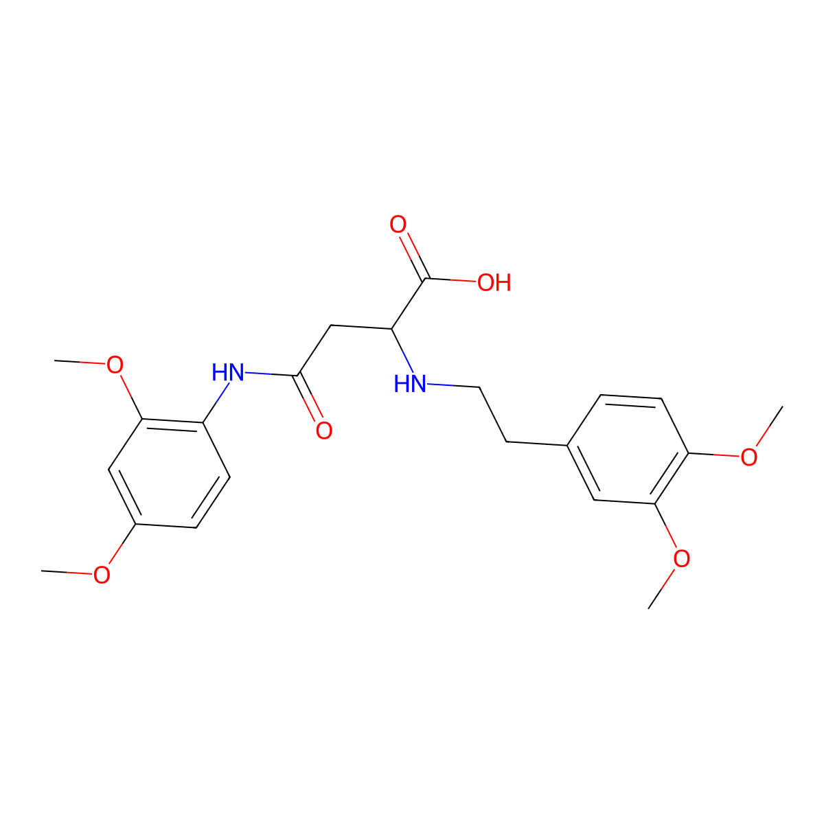 3-[(2,4-Dimethoxyphenyl)carbamoyl]-2-{[2-(3,4-dimethoxyphenyl)ethyl]amino}propanoic acid molecular structure, CAS 1097877-62-7
