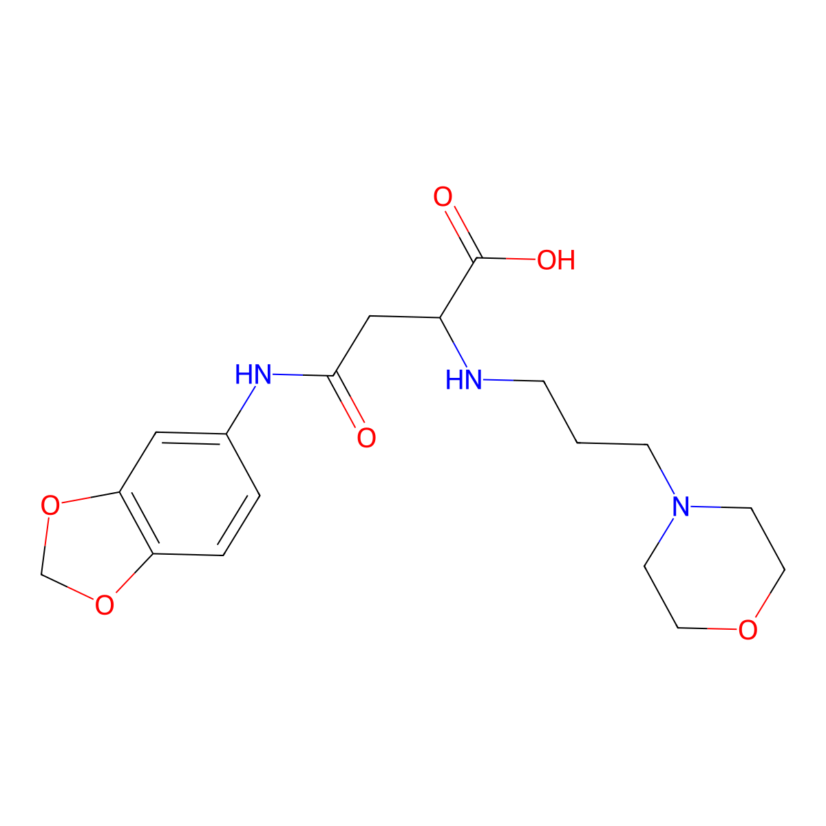 4-(Benzo[d][1,3]dioxol-5-ylamino)-2-((3-morpholinopropyl)amino)-4-oxobutanoic acid molecular structure, CAS 1097882-73-9