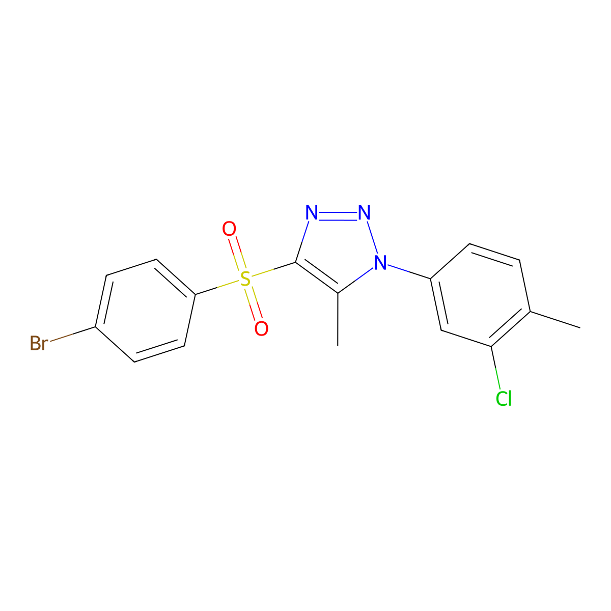 4-(4-bromobenzenesulfonyl)-1-(3-chloro-4-methylphenyl)-5-methyl-1H-1,2,3-triazole molecular structure, CAS 1097884-94-0