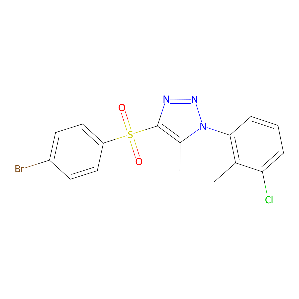 4-(4-bromobenzenesulfonyl)-1-(3-chloro-2-methylphenyl)-5-methyl-1H-1,2,3-triazole molecular structure, CAS 1097885-14-7