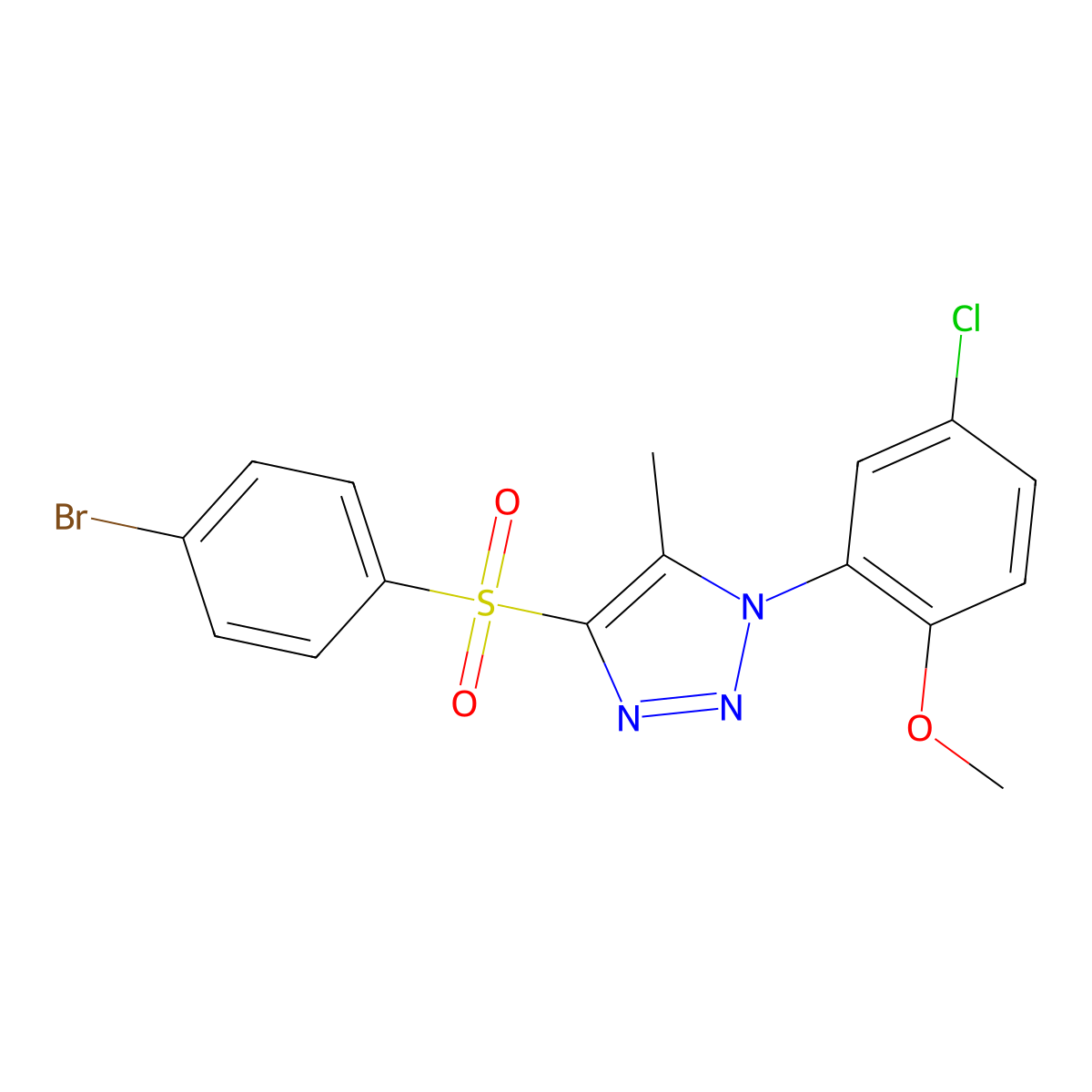 4-(4-bromobenzenesulfonyl)-1-(5-chloro-2-methoxyphenyl)-5-methyl-1H-1,2,3-triazole molecular structure, CAS 1097885-22-7