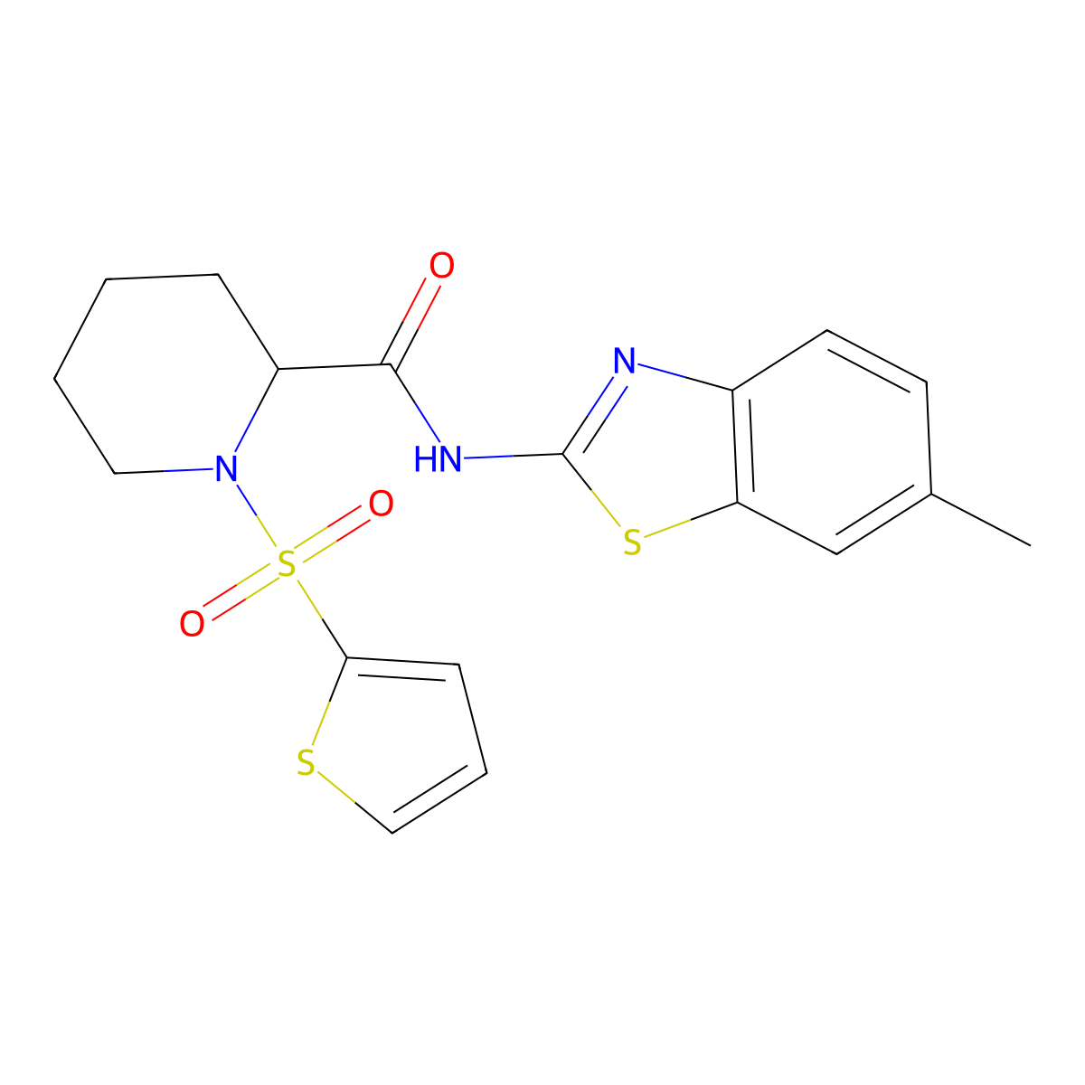 N-(6-methylbenzo[d]thiazol-2-yl)-1-(thiophen-2-ylsulfonyl)piperidine-2-carboxamide molecular structure, CAS 1097896-92-8