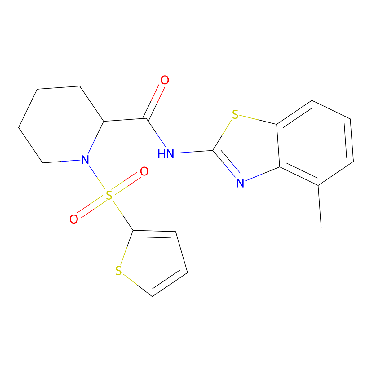 N-(4-methylbenzo[d]thiazol-2-yl)-1-(thiophen-2-ylsulfonyl)piperidine-2-carboxamide molecular structure, CAS 1097897-09-0