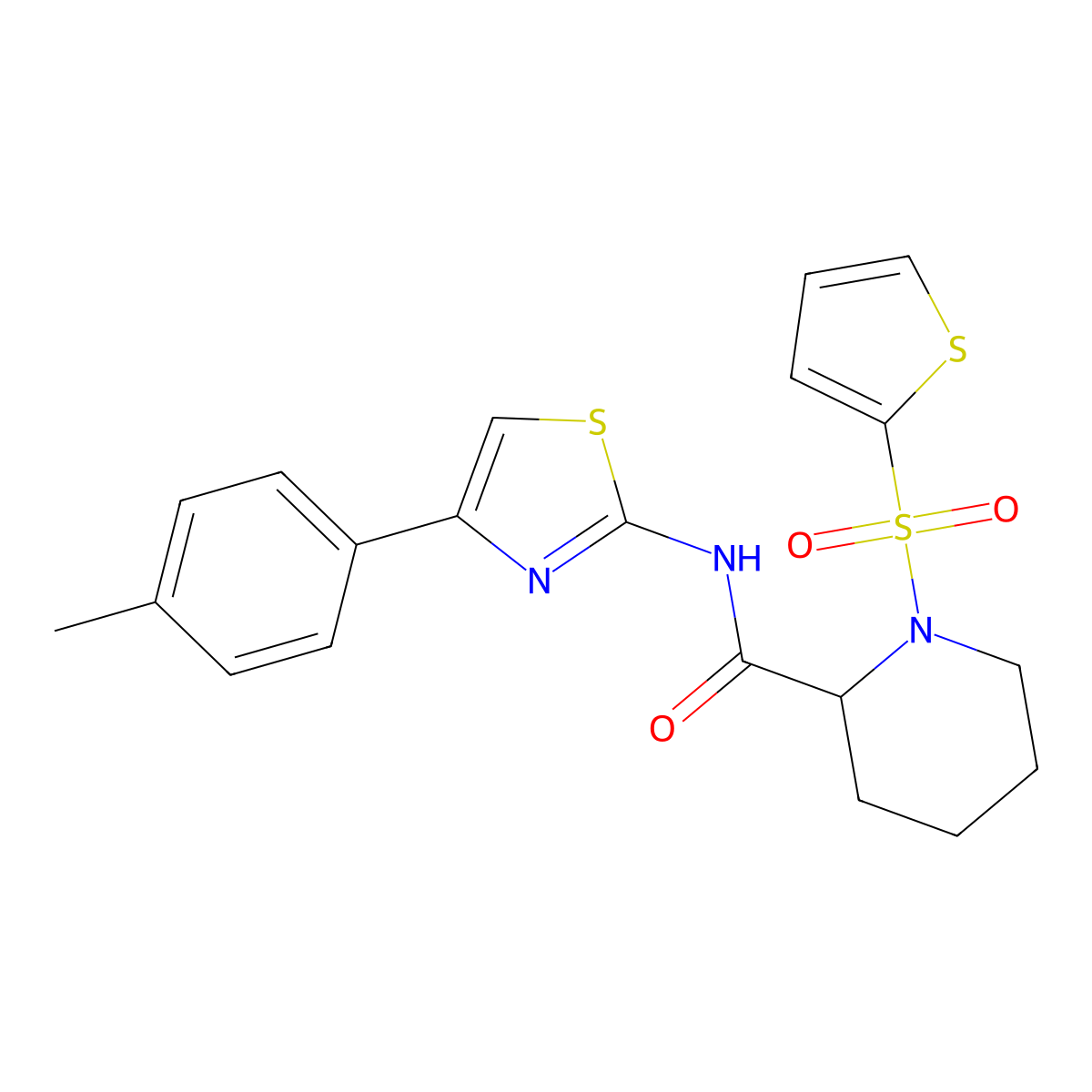 N-[4-(4-methylphenyl)-1,3-thiazol-2-yl]-1-(thiophene-2-sulfonyl)piperidine-2-carboxamide molecular structure, CAS 1097897-47-6