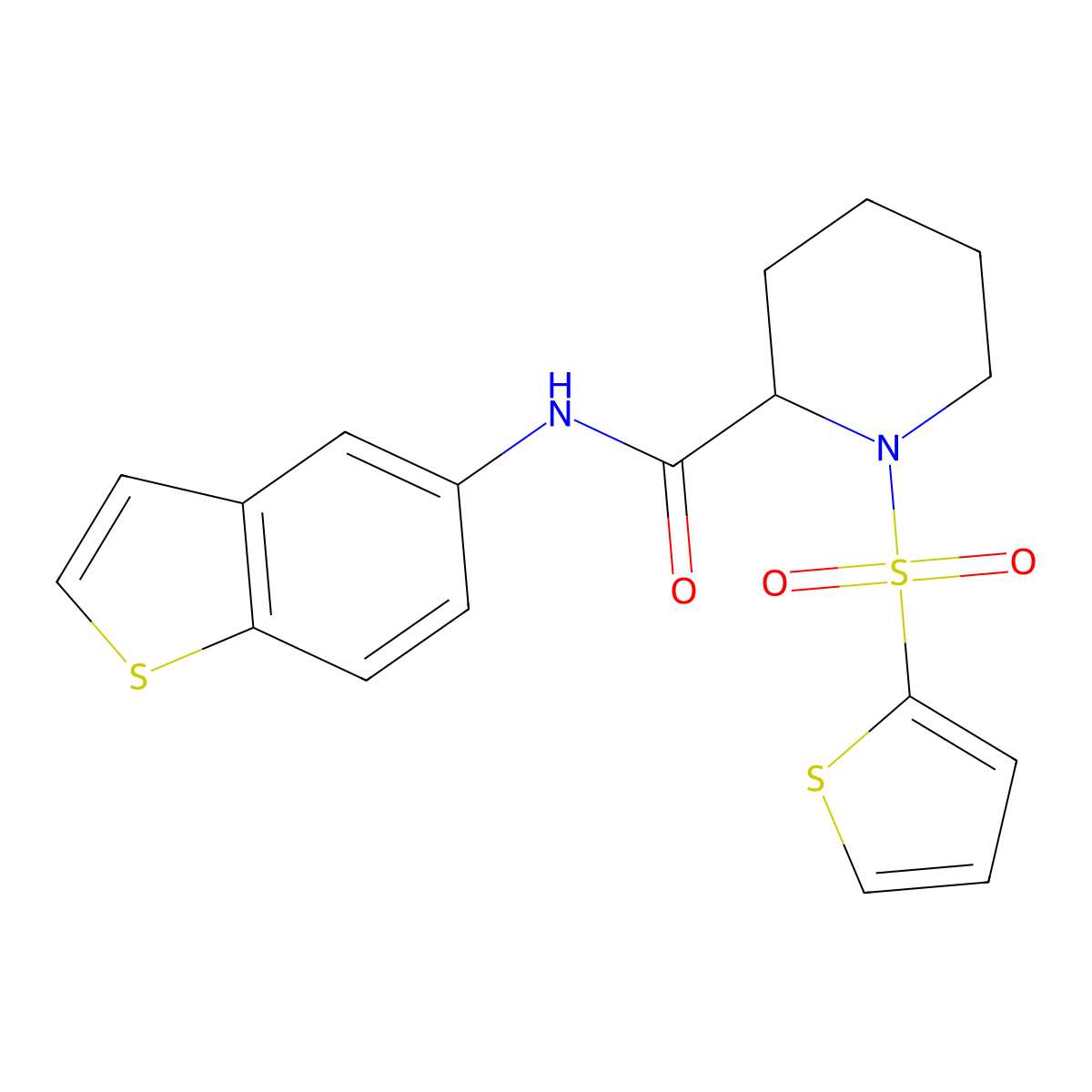 N-(benzo[b]thiophen-5-yl)-1-(thiophen-2-ylsulfonyl)piperidine-2-carboxamide molecular structure, CAS 1097898-69-5