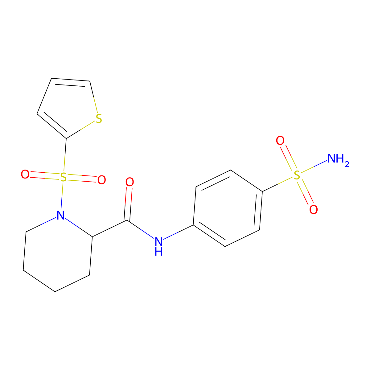 N-(4-sulfamoylphenyl)-1-(thiophen-2-ylsulfonyl)piperidine-2-carboxamide molecular structure, CAS 1097900-77-0
