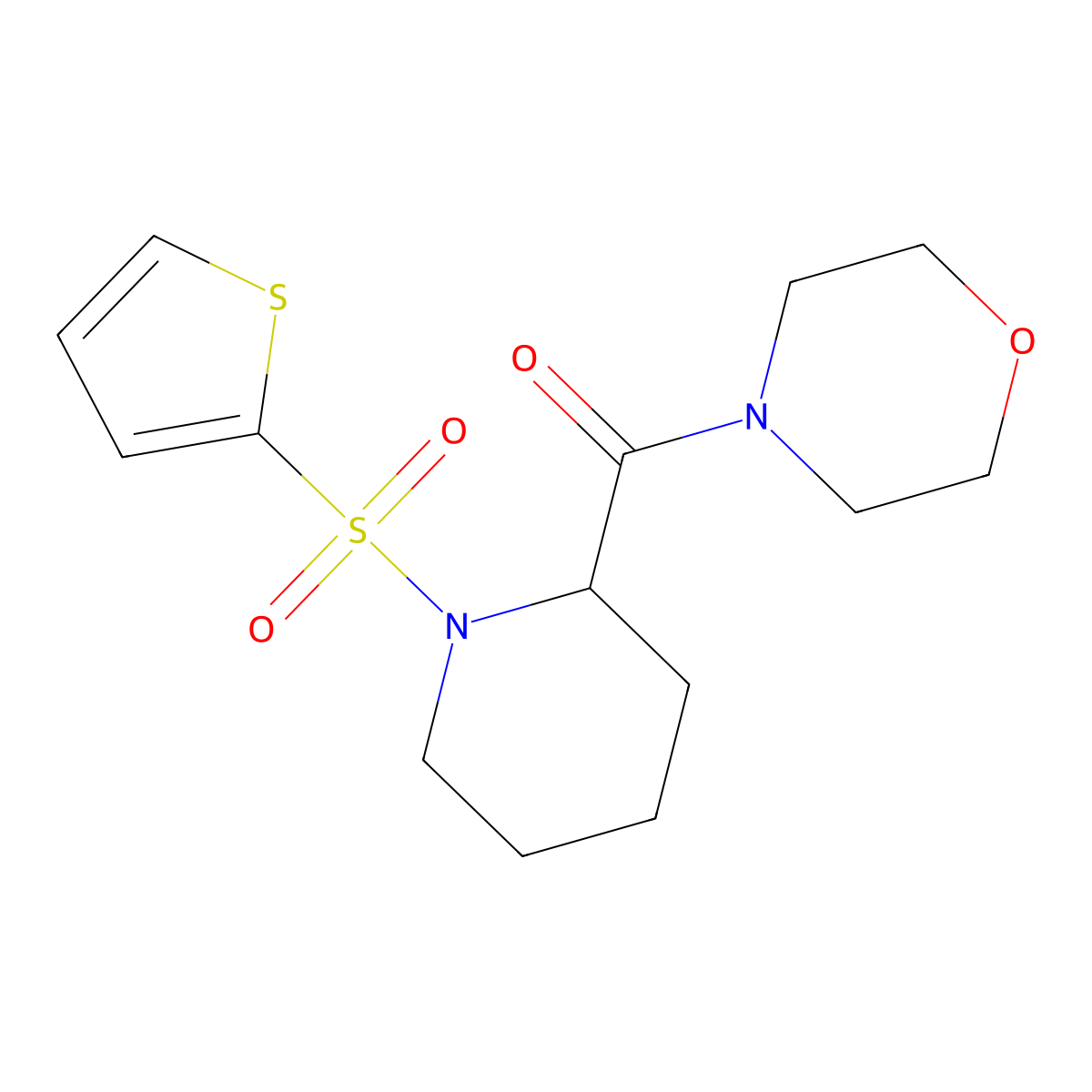 Morpholino(1-(thiophen-2-ylsulfonyl)piperidin-2-yl)methanone molecular structure, CAS 1097900-88-3