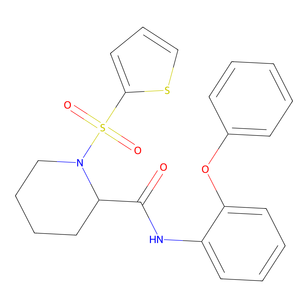 N-(2-phenoxyphenyl)-1-(thiophen-2-ylsulfonyl)piperidine-2-carboxamide molecular structure, CAS 1097901-03-5