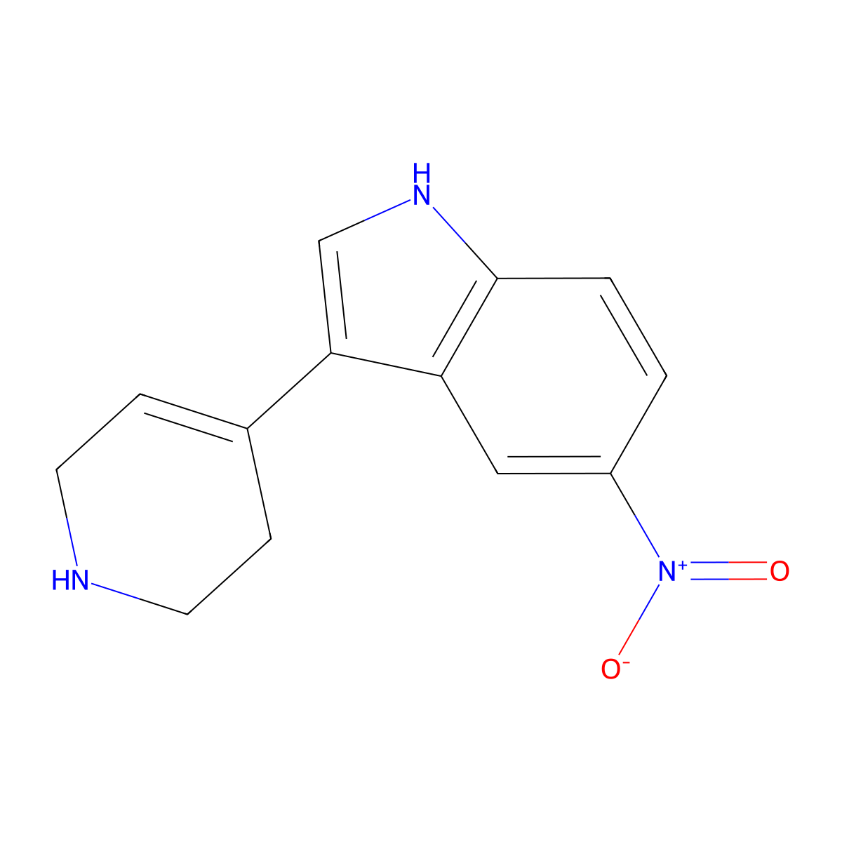 5-nitro-3-(1,2,3,6-tetrahydropyridin-4-yl)-1H-indole molecular structure, CAS 109793-85-3