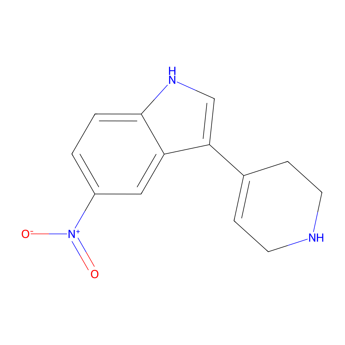 5-nitro-3-(1,2,3,6-tetrahydropyridin-4-yl)-1H-indole molecular structure, CAS 109793-85-3