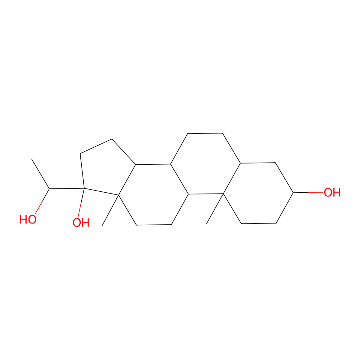 Pregnanetriol molecular structure, CAS 1098-45-9
