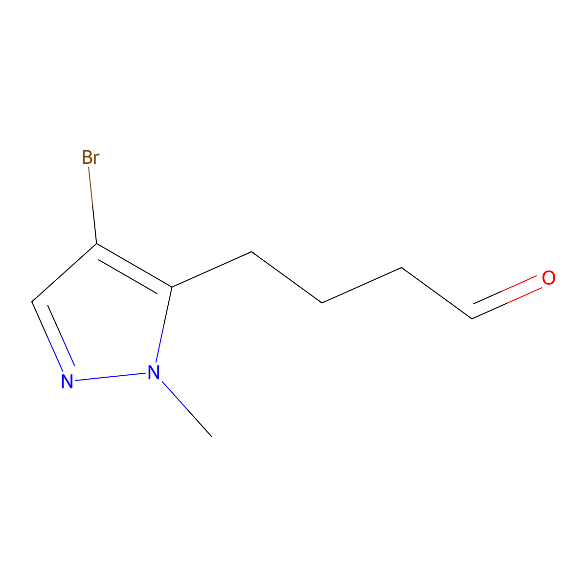 4-(4-bromo-1-methyl-1H-pyrazol-5-yl)butanal molecular structure, CAS 109801-19-6