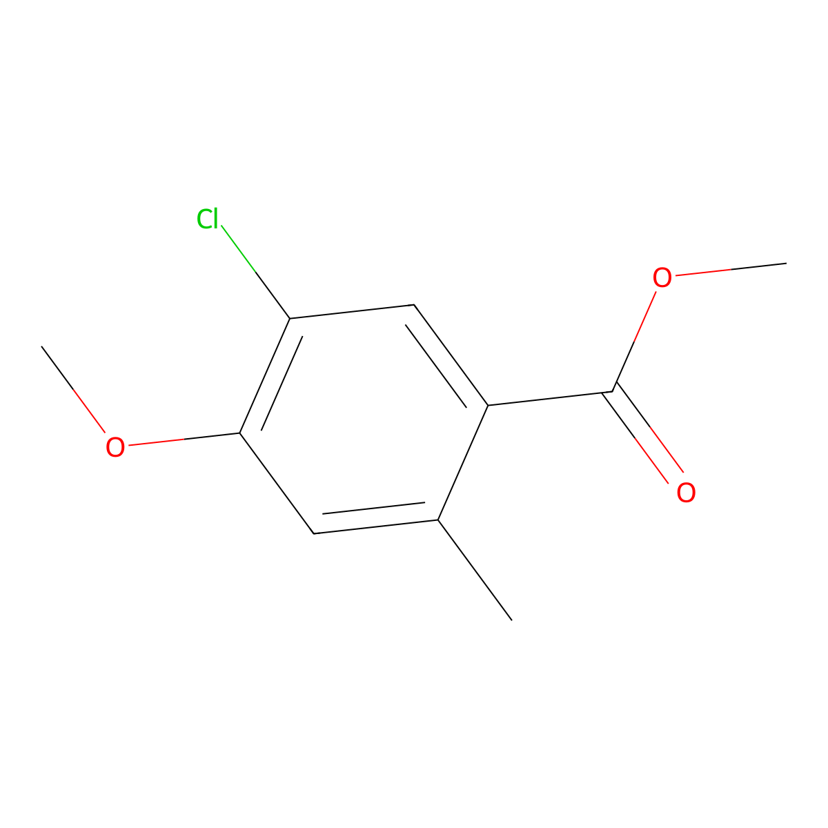 Benzoic acid, 5-chloro-4-methoxy-2-methyl-, methyl ester molecular structure, CAS 109803-48-7