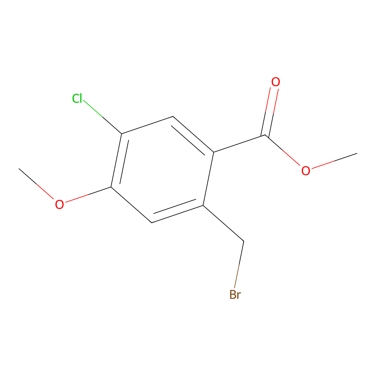 Methyl 2-(bromomethyl)-5-chloro-4-methoxybenzoate molecular structure, CAS 109803-49-8