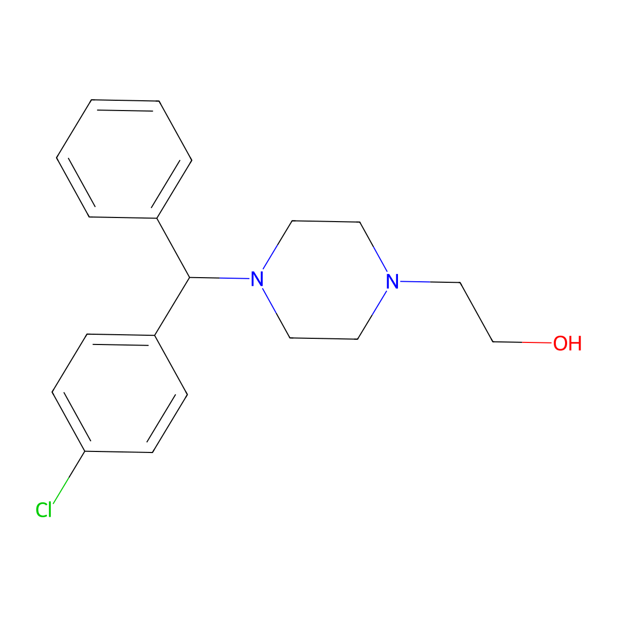 4-((4-Chlorophenyl)phenylmethyl)-1-piperazineethanol molecular structure, CAS 109806-71-5