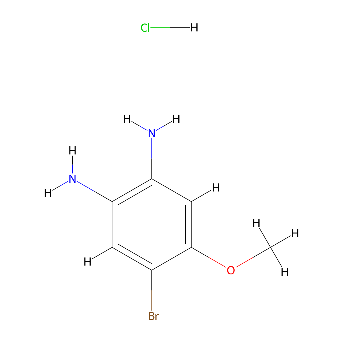 4-Bromo-5-methoxybenzene-1,2-diamine hydrochloride molecular structure, CAS 1098062-20-4