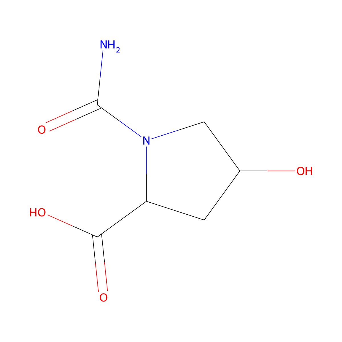 1-Carbamoyl-4-hydroxypyrrolidine-2-carboxylic acid molecular structure, CAS 1098066-21-7
