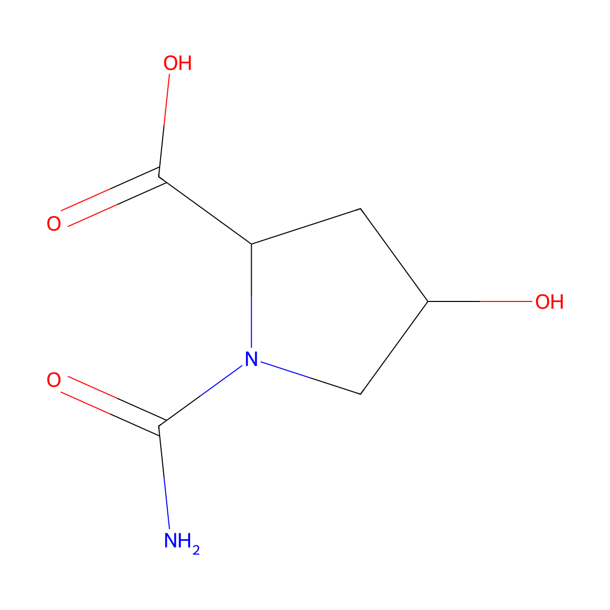1-Carbamoyl-4-hydroxypyrrolidine-2-carboxylic acid molecular structure, CAS 1098066-21-7