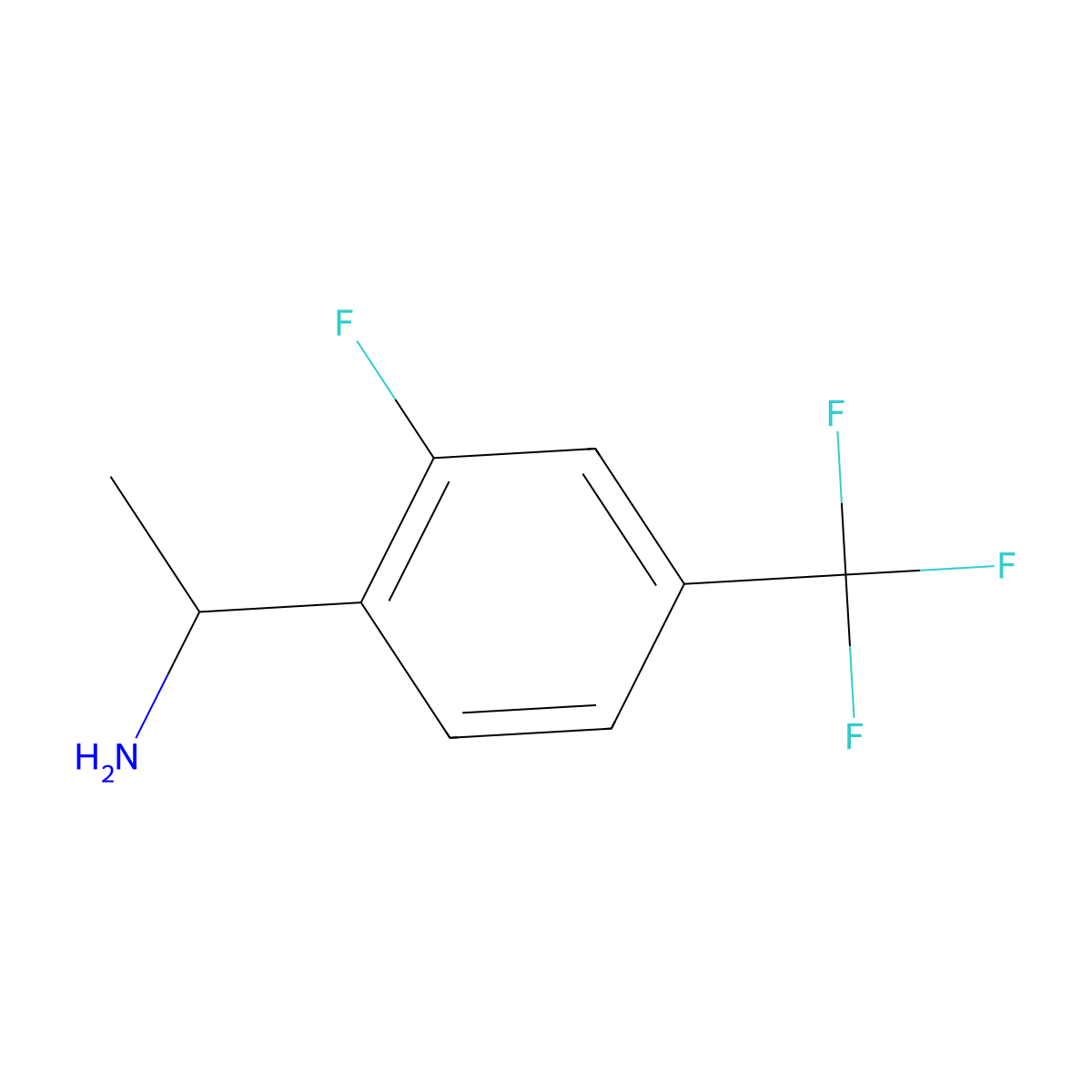 1-[2-Fluoro-4-(trifluoromethyl)phenyl]ethan-1-amine molecular structure, CAS 1098068-03-1