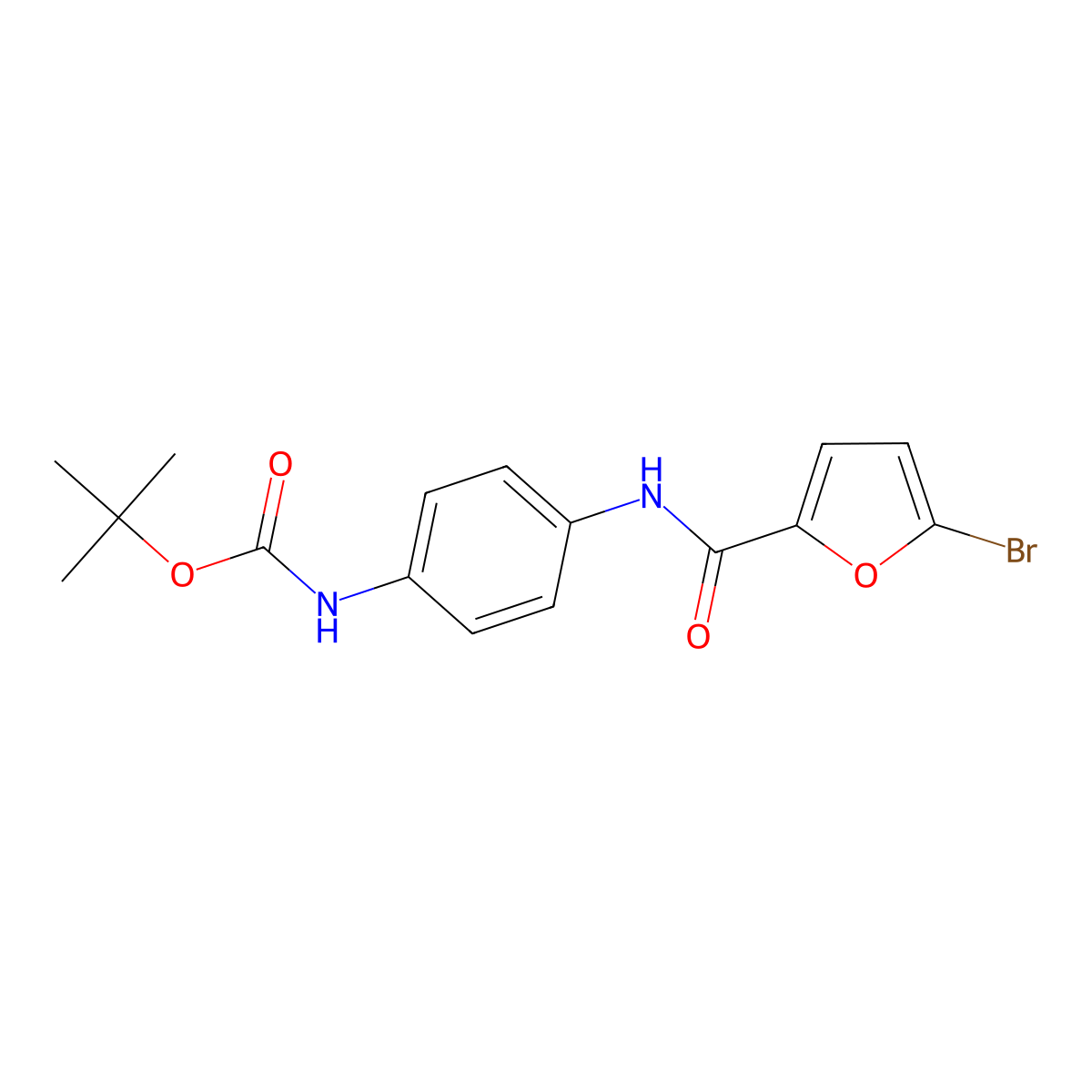 tert-butyl N-[4-[(5-bromofuran-2-carbonyl)amino]phenyl]carbamate molecular structure, CAS 1098071-33-0
