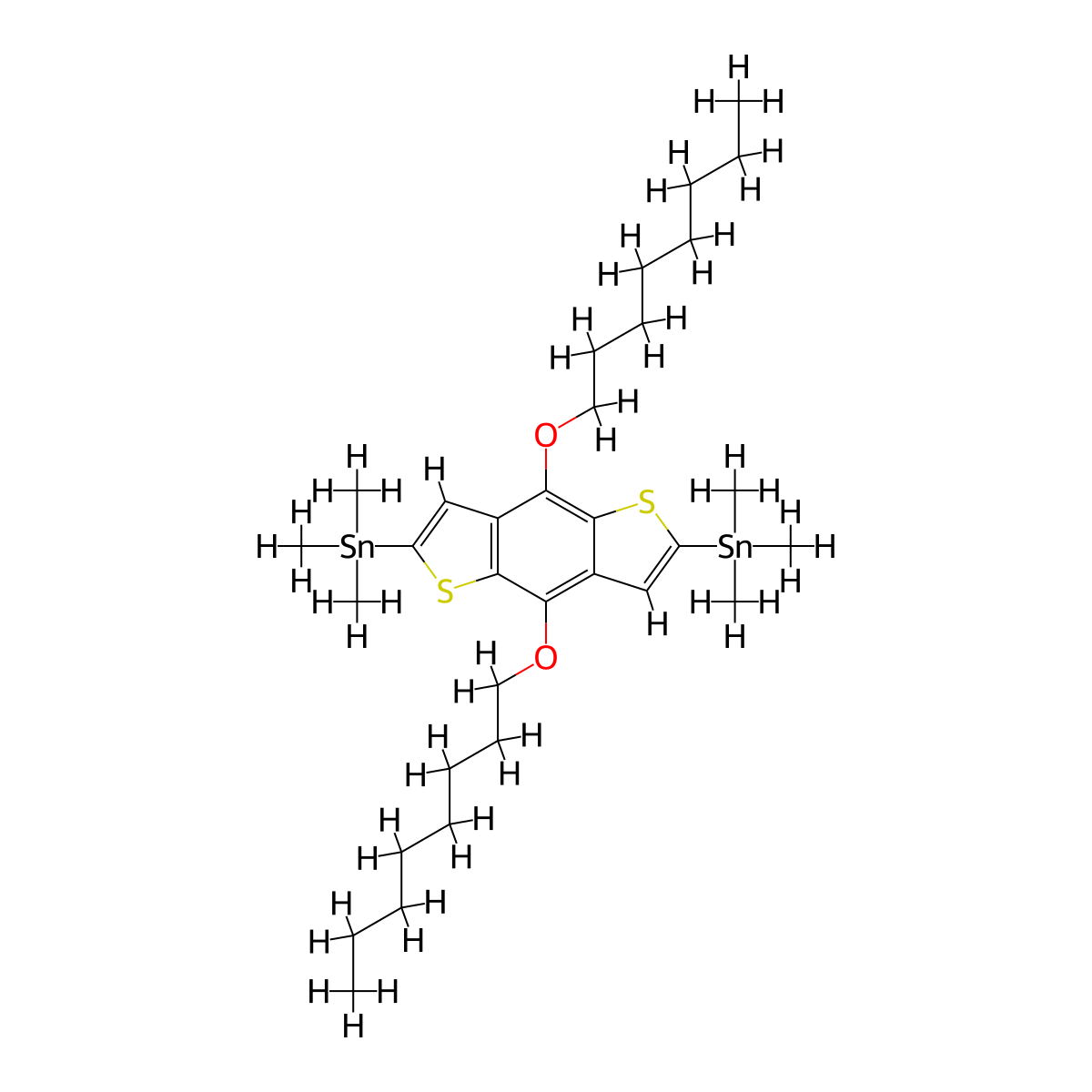 (4,8-Bis(octyloxy)benzo[1,2-b:4,5-b']dithiophene-2,6-diyl)bis(trimethylstannane) molecular structure, CAS 1098102-95-4