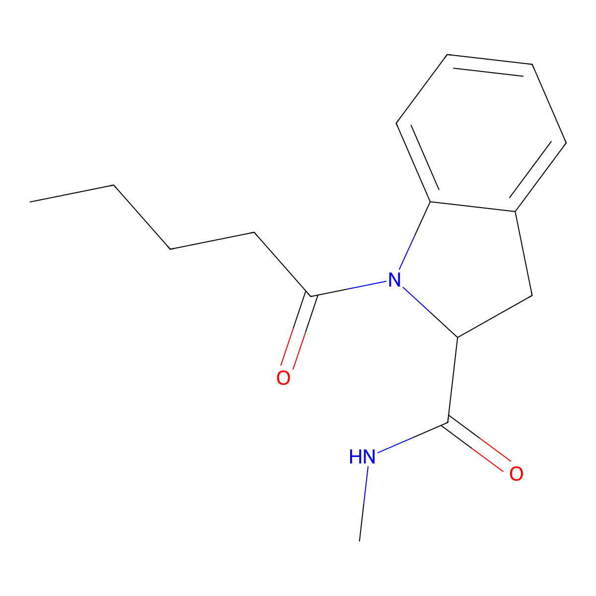 N-methyl-1-pentanoylindoline-2-carboxamide molecular structure, CAS 1098107-38-0
