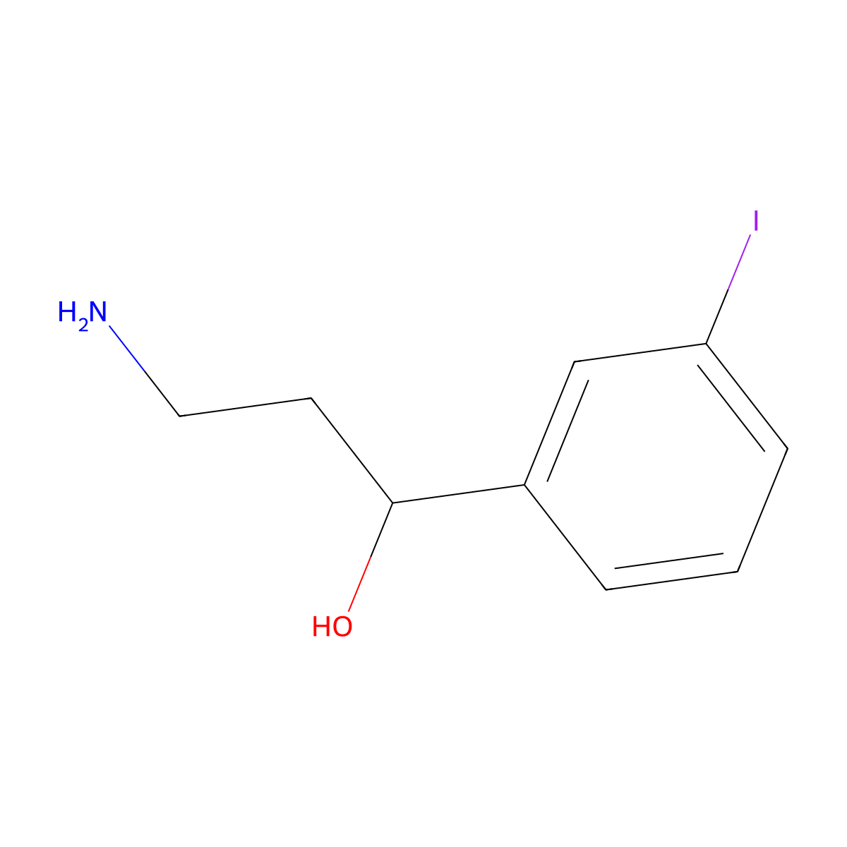 3-Amino-1-(3-iodophenyl)propan-1-ol molecular structure, CAS 1098108-61-2
