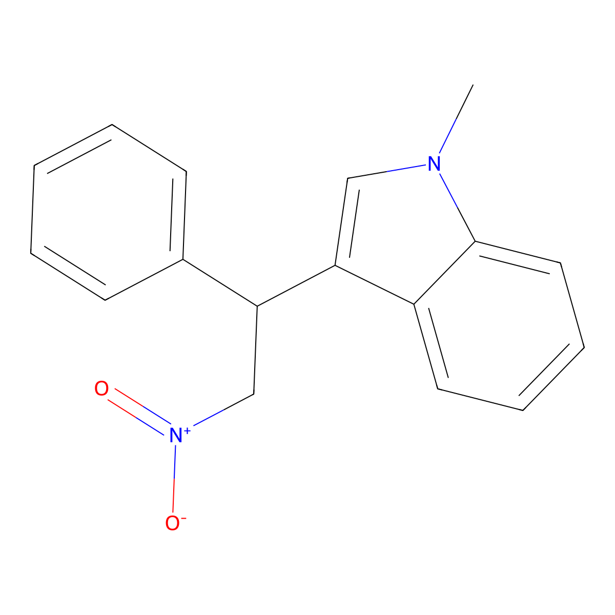 1-methyl-3-(2-nitro-1-phenylethyl)-1H-indole molecular structure, CAS 109811-96-3