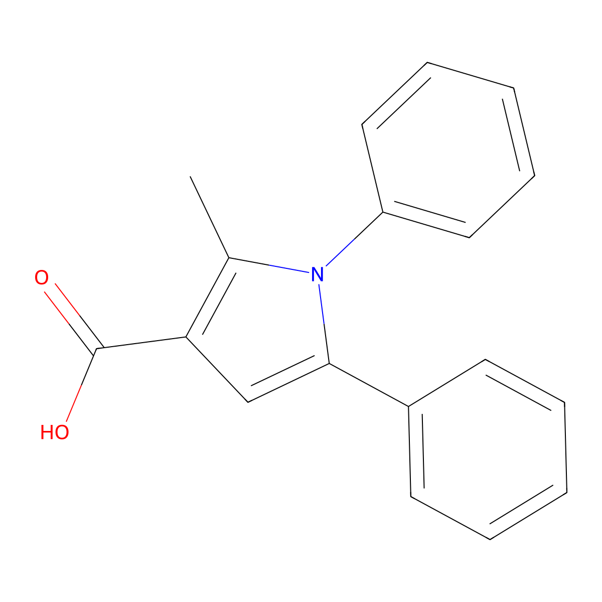 2-methyl-1,5-diphenyl-1H-pyrrole-3-carboxylic acid molecular structure, CAS 109812-64-8