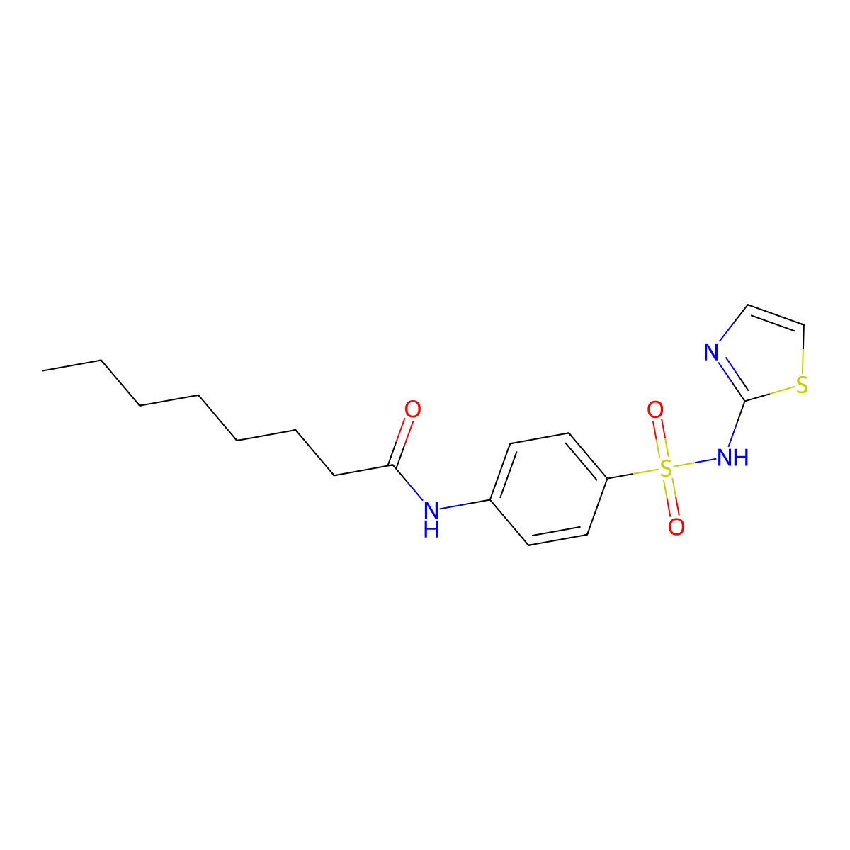 Octanamide, N-[4-[(2-thiazolylamino)sulfonyl]phenyl]- molecular structure, CAS 109817-23-4