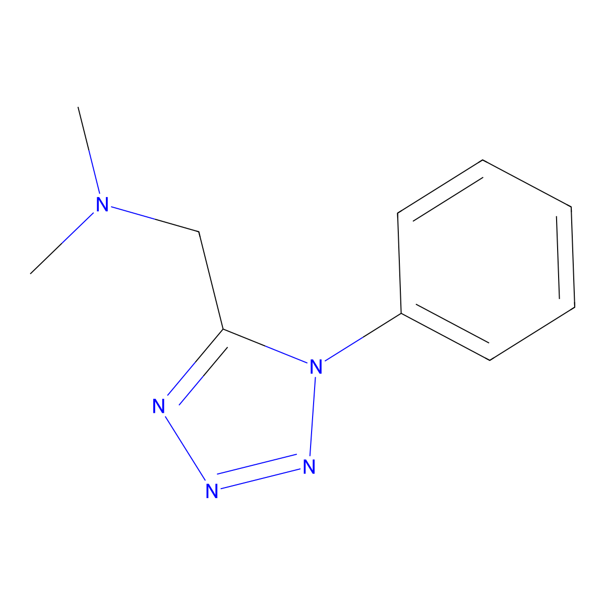 N,N-dimethyl-1-(1-phenyltetrazol-5-yl)methanamine molecular structure, CAS 109817-60-9