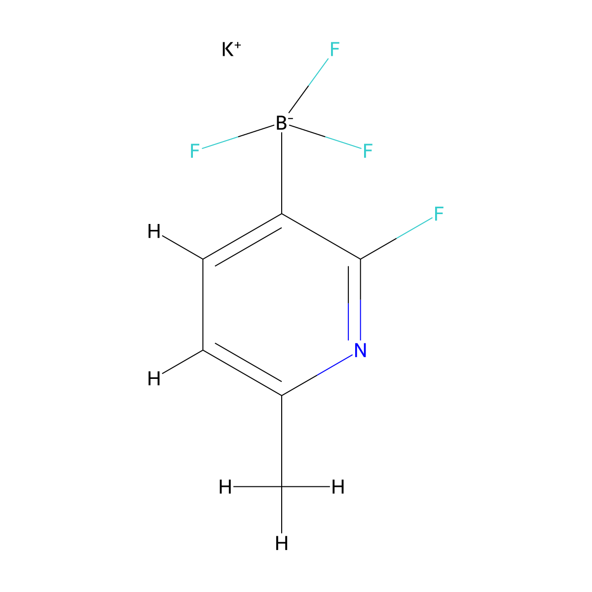 2-Fluoro-6-methylpyridine-3-trifluoroborate potassium salt molecular structure, CAS 1098173-30-8